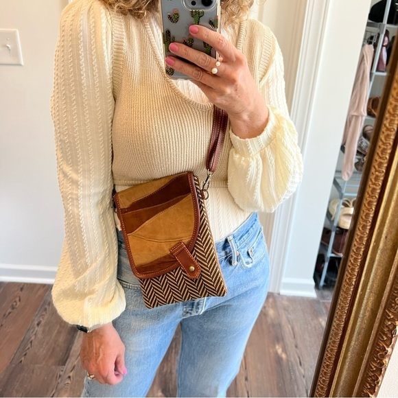 NEW Upcycled Leather Genuine Crossbody - Picture 1 of 12